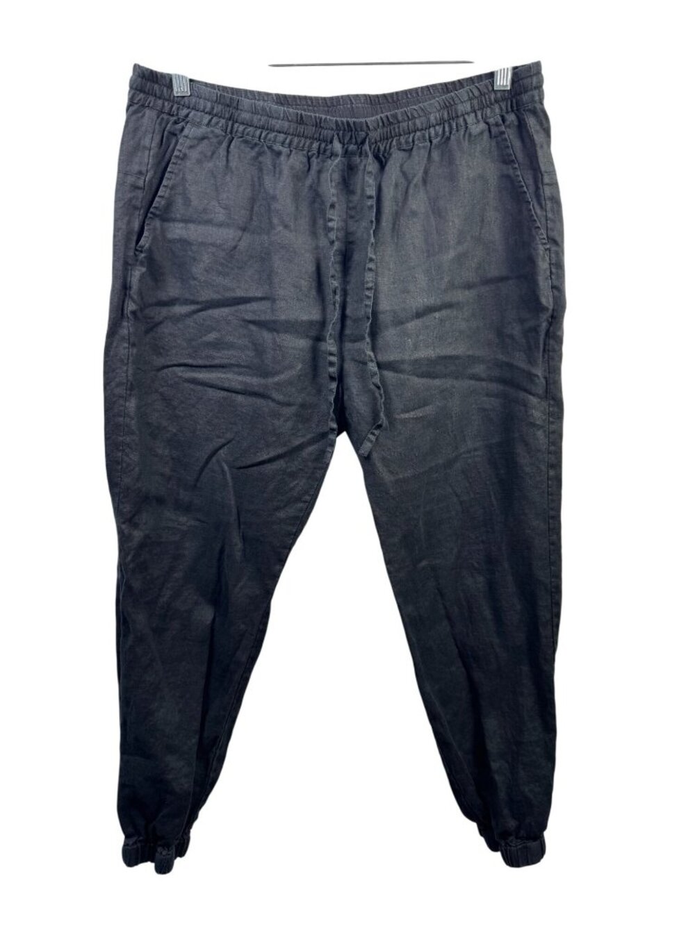 Pete & Greta Johnny Was Black Linen Elastic Waist Jogger Pants Size Large Lagenl